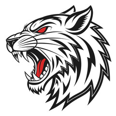 Obraz premium Cat and tiger head vector illustration in tribal tattoo style