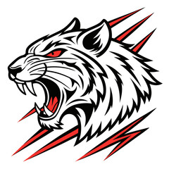 Fototapeta premium Cat and tiger head vector illustration in tribal tattoo style