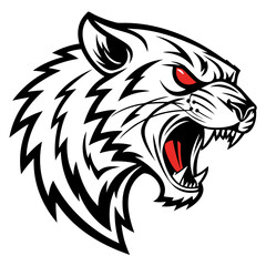 Obraz premium Cat and tiger head vector illustration in tribal tattoo style