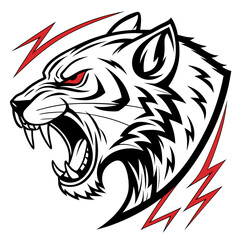 Obraz premium Cat and tiger head vector illustration in tribal tattoo style