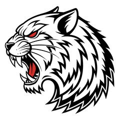 Cat and tiger head vector illustration in tribal tattoo style