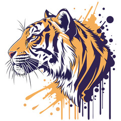 Fototapeta premium A bold tiger head vector illustration, a powerful wildcat design perfect for a tattoo or logo