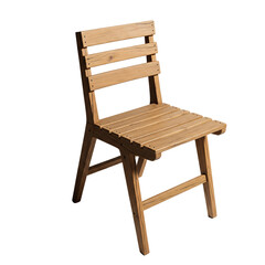 Rustic wooden slatted chair with natural grain texture isolated on a transparent background furniture