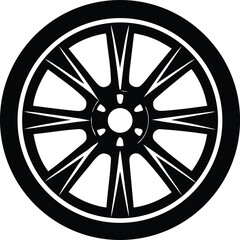 Obraz premium car wheel silhouette vector