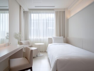 シンプルで明るいホテルの客室