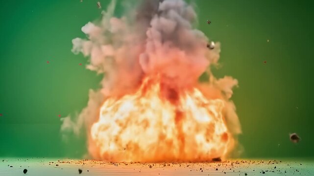 Fire explosion blast on green screen effect
