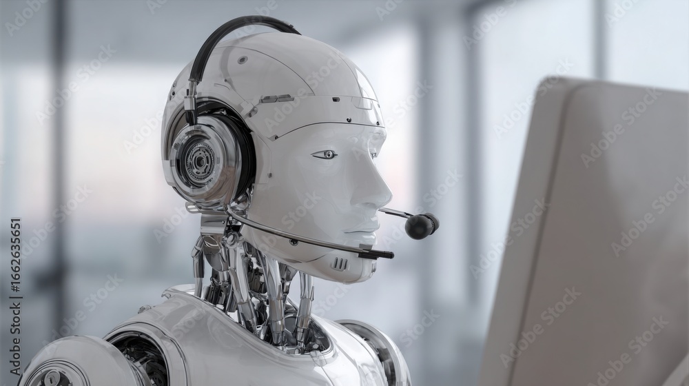 Aufkleber intelligent robot with head functionality assisting as a co-pilot in business operations and enhanci