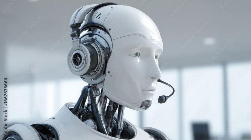 Aufkleber advanced robot with multiple heads functionality acting as a co-pilot in business operations for enh