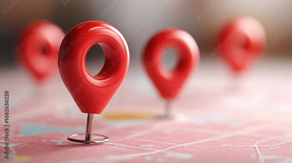 Poster bold red map illustrating business expansion concepts with strategic visual elements for navigating 