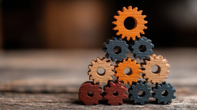 Elegant wooden layered stack representing business enablement with conceptual iconic design for strategic growth initiatives