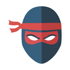 Ninja mask with a fierce gaze, a character illustration for gaming, martial arts, or security-related themes, representing stealth, speed, and focus
