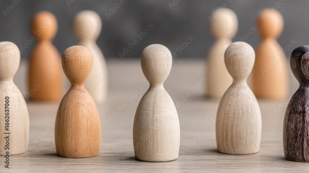 Poster group of wooden blocks forming a business growth timeline icon concept illustrating structured devel