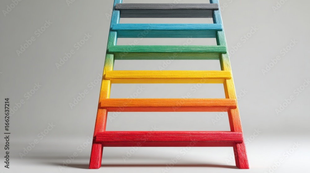 Poster a colorful ladder conceptualizing business impact through visual representation of cumulative steps 