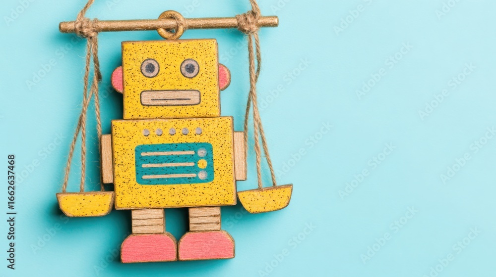 Poster a colorful toy robot designed for children representing playfulness and imagination in a creative en