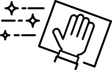 Cleaning napkin in the hands of a houseworker outline icon for graphic design, logo, web site, social media, mobile app, ui illustration