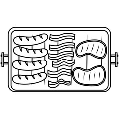 hand drawn Barbecue grill flat illustration