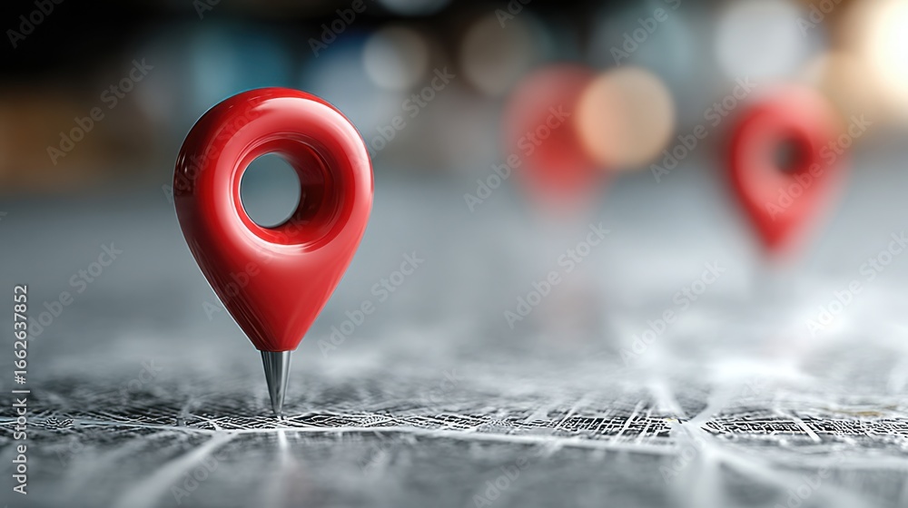 Poster red business performance map icon concept showcasing a detailed view of key performance indicators a