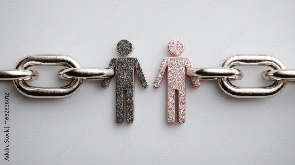Poster business robot chain icon concept featuring alternating chain links symbolizing connectivity and col