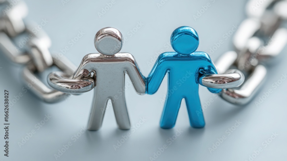 Aufkleber business robot chain icon concept displaying two alternating chain links emphasizing partnership and