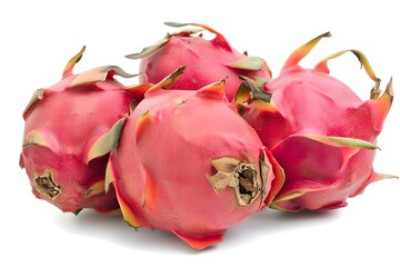 Fresh Red Dragon Fruit Pile Isolated White Background