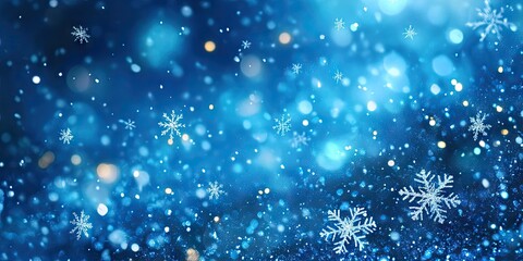 Festive winter bokeh with snowflakes