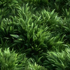 Lush Green Grass Field Texture in Top-View Seamless Design