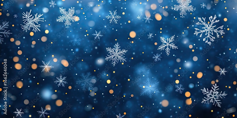 Wall mural winter snowflake pattern with bokeh