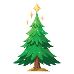 Fototapeta premium A lustrous evergreen tree sparkling magnificently, isolated on a clean background.