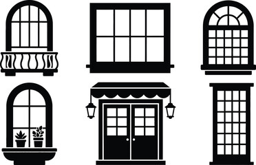 Collection of various window designs isolated