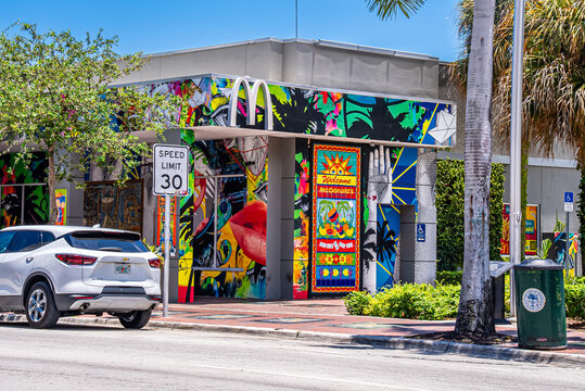 Miami, Florida, United States of America. June 9, 2025. McDonald's Building on Eighth Street.