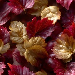 Seamless Top View of Fallen Autumn Leaves on Ground Texture
