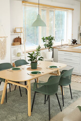 Interior of modern dining room in studio apartment