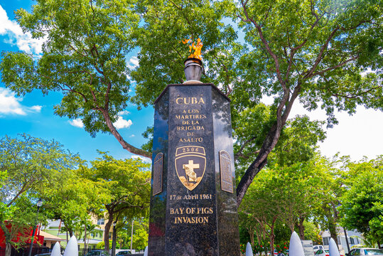 Miami, Florida, United States of America. June 9, 2025. Cuban Memorial Boulevard on Eighth Street, Bay of Pigs monument. 