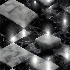 Black and White Checkerboard Floor Texture in 2D Top View