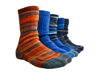 Colorful striped wool socks winter warmth fashion accessories, Isolated On White Background, Png Transparent
