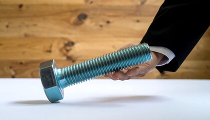 Hand holding large bolt