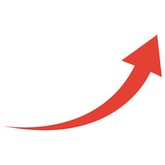 red arrow up. Red curved graph with arrow png file type. 
