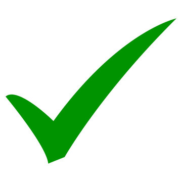 Simple green checkmark icon design on transparent background. 
