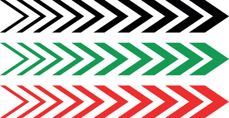 Direction Arrow Vector Set Black Green Red
