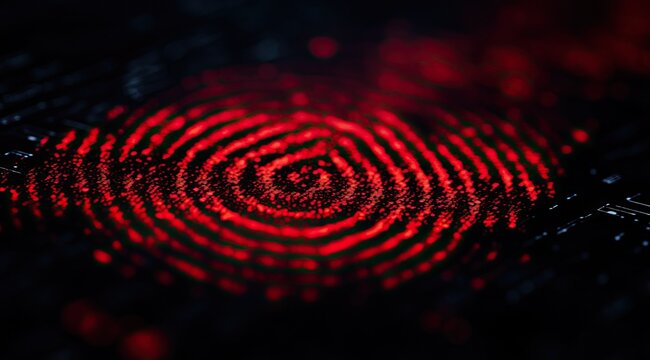 Red fingerprint swirls on dark surface (1)