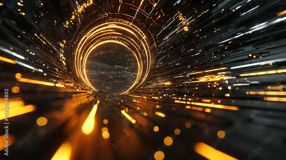 Poster futuristic tunnel background with glowing light, creating a sense of speed and motion, ideal for rep