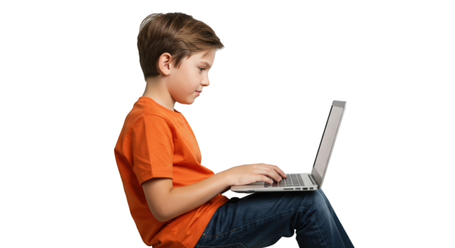 Boy isolated using laptop  laptop boy  computer  child computer  kid boy  child