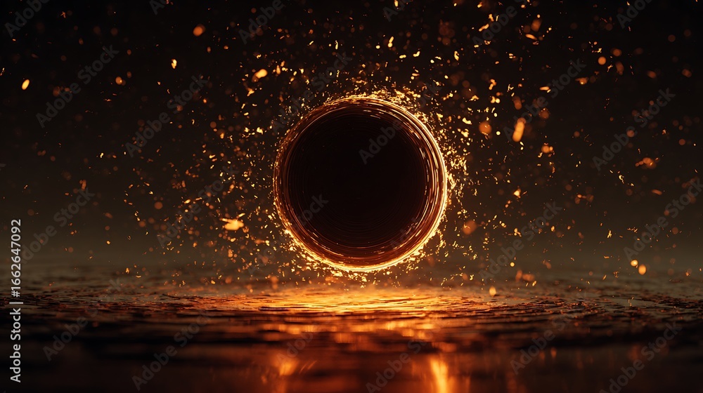 Poster abstract glowing portal with sparks and energy rings, creating a magical and futuristic effect in a 