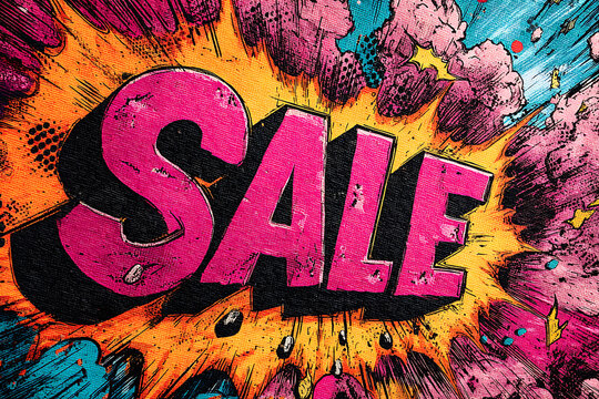 Pop - Art Style SALE Promotional Text, for E - commerce Marketing/Event Poster Design
