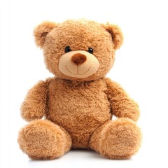 Obraz premium Brown teddy bear sitting, plush toy, cheerful face