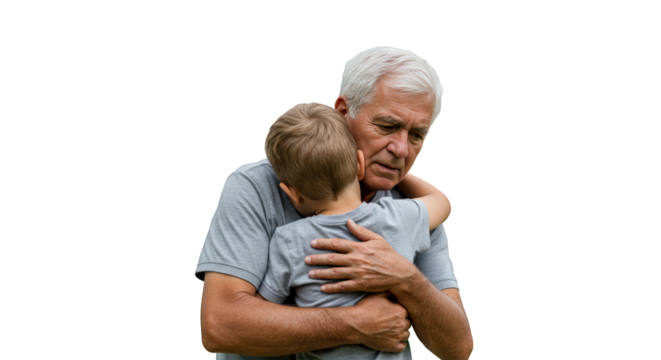 Grandson  embrace grandfather  hug affectionately grandfather  grandson embracing  love and  hug  love