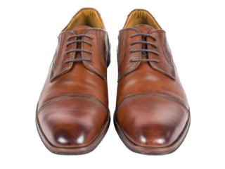 Classic brown leather oxford shoes men's formal footwear, Isolated On White Background, Png Transparent