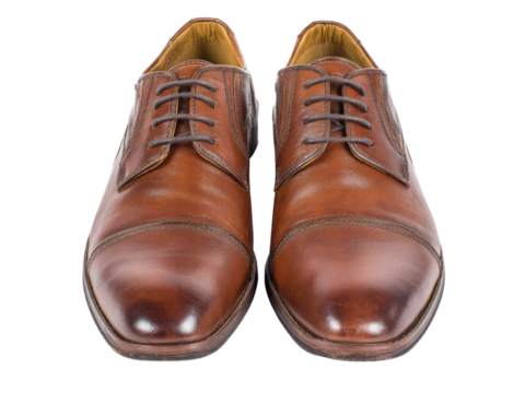 Classic brown leather oxford shoes men's formal footwear, Isolated On White Background, Png Transparent