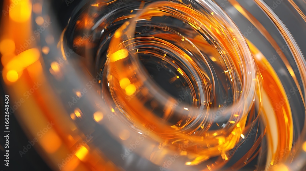 Poster abstract glowing spiral with a metallic texture, creating a futuristic and dynamic design, ideal for