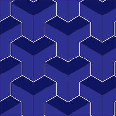 Seamless Abstract 3D Geometric Blue Pattern , Blue color pattern background